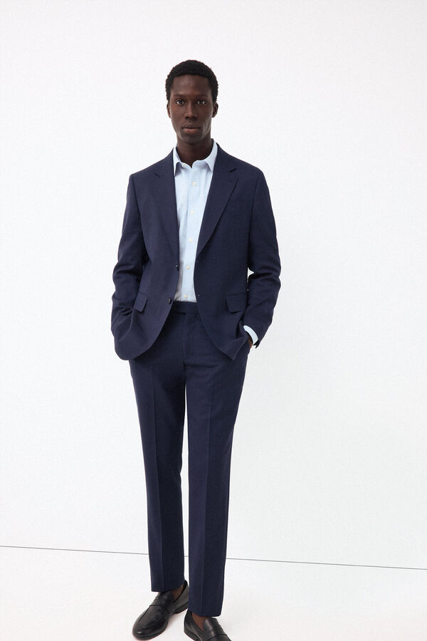 Pedro del Hierro Striped non-iron + anti-stain slim fit dress shirt Blue