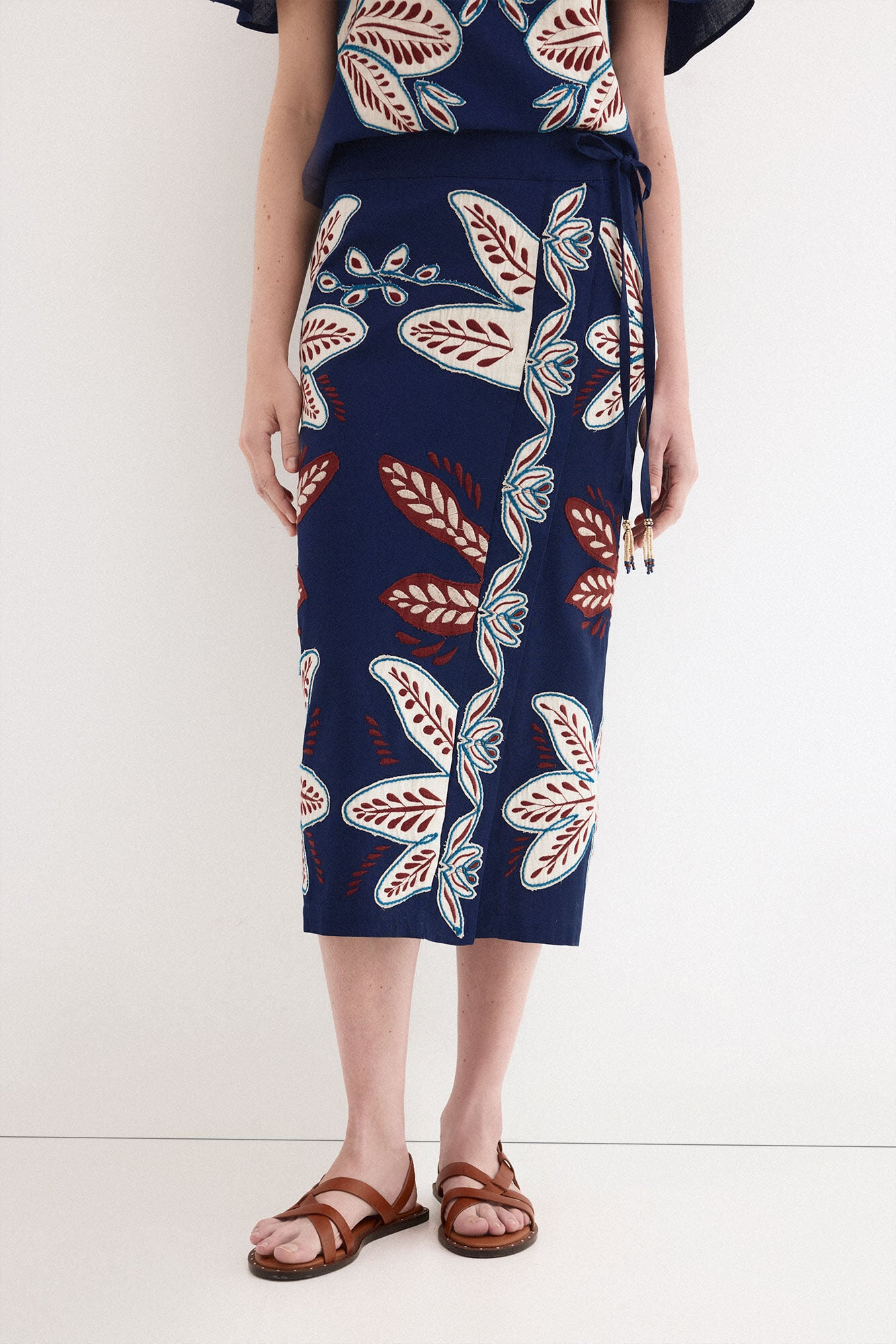 Pedro del Hierro Embroidered sarong-effect skirt