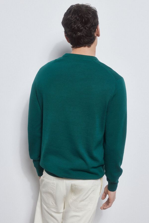 Pedro del Hierro Fine jersey-knit cotton big logo sweater  Green