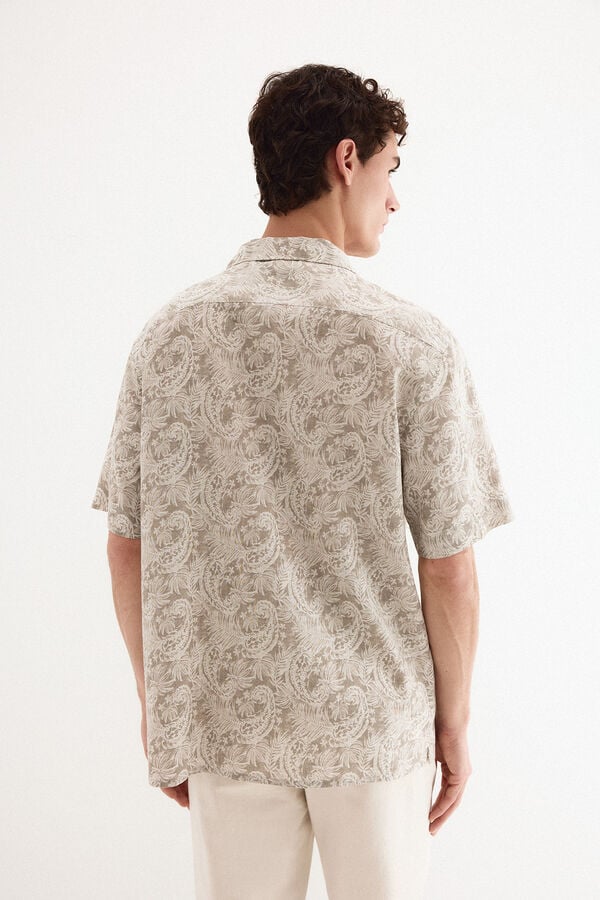 Pedro del Hierro Printed short sleeve shirt Beige