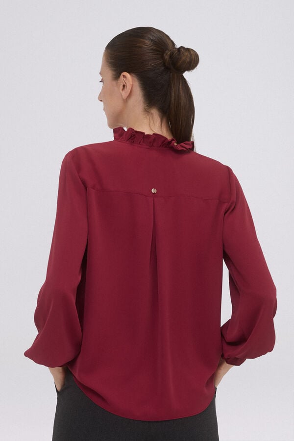 Pedro del Hierro Blusa fluida con detalle de volantes Morado