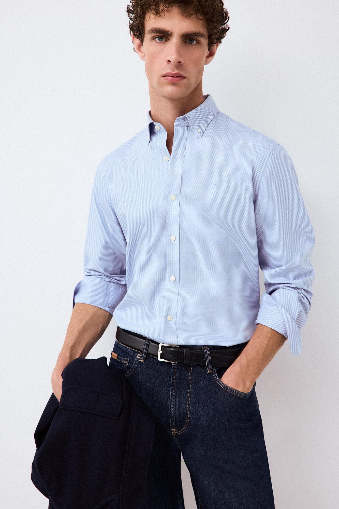 Pedro del Hierro Houndstooth micro shirt