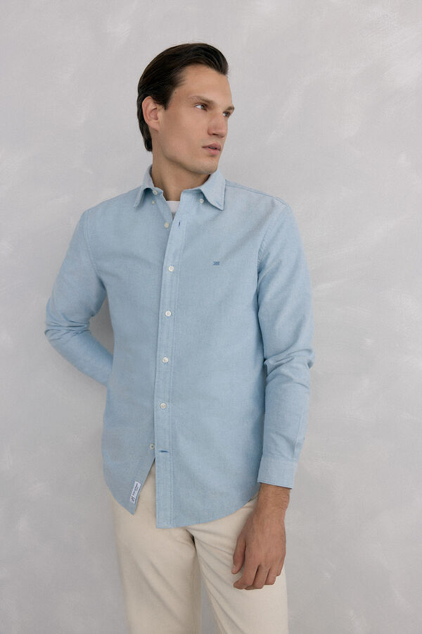 Pedro del Hierro Iconic plain oxford shirt Turquoise