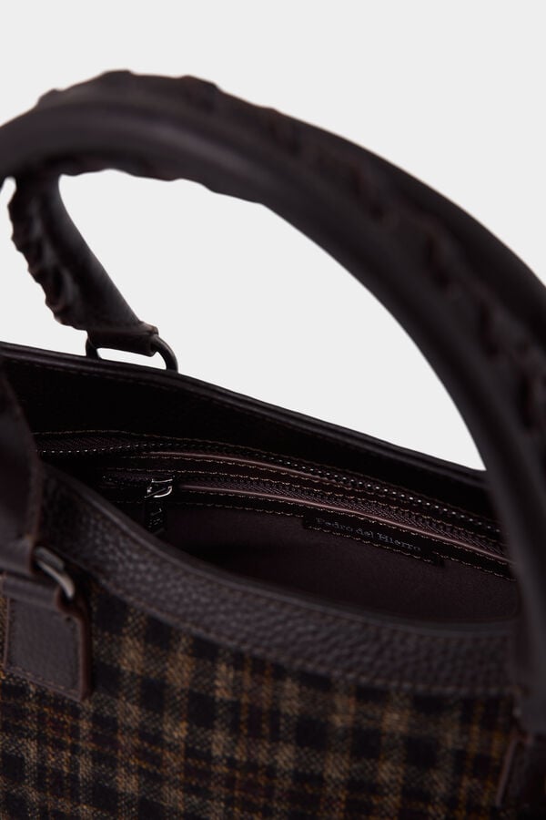 Pedro del Hierro Plaid medium handbag Brown