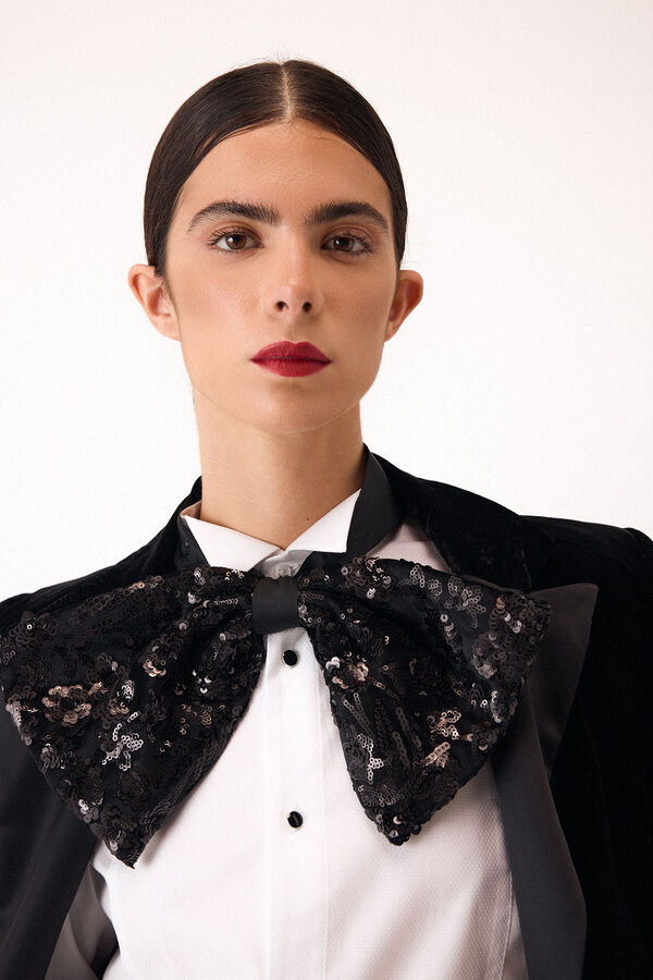 Pedro del Hierro Sequin and velvet bow tie Black
