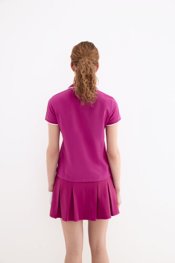 Pedro del Hierro Polo manga curta gola em bico P&uacute;rpura