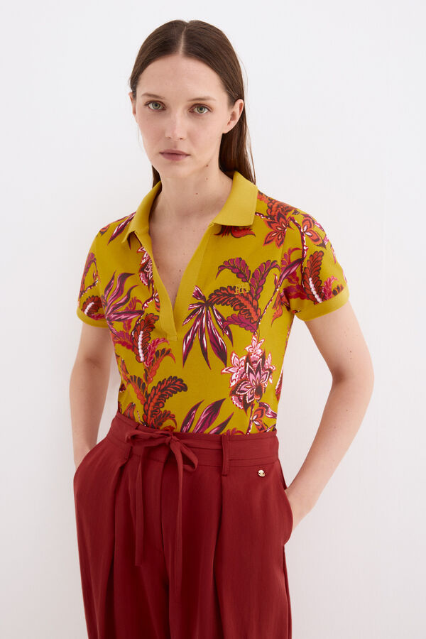 Pedro del Hierro Printed short sleeve polo shirt Yellow