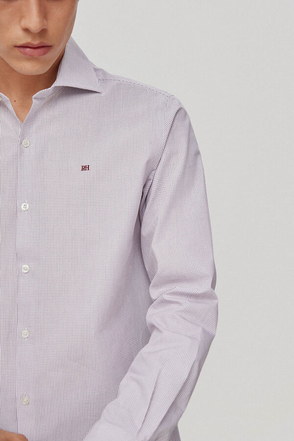 Pedro del Hierro Camisa vestir facil plancha y antimanchas cuadros regular fit Burgundy