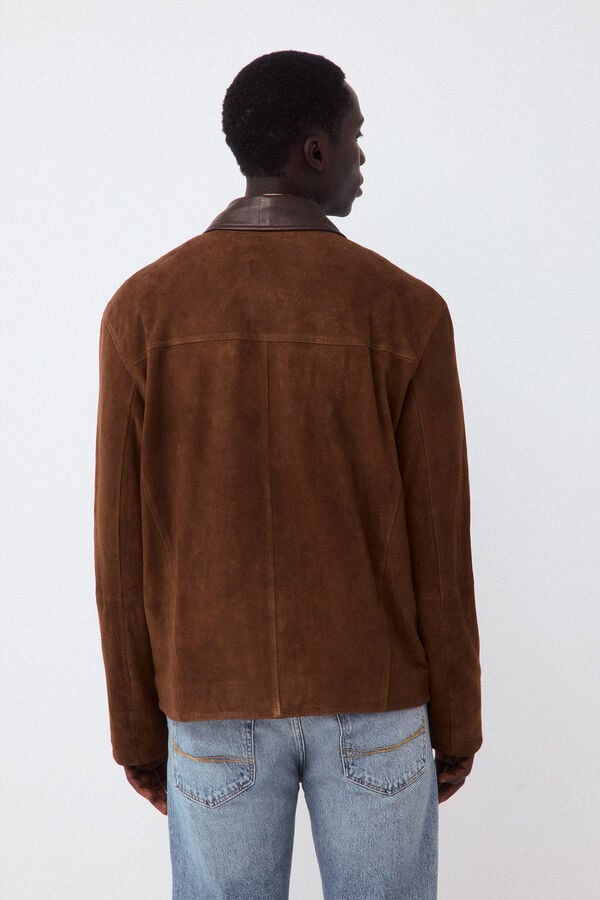 Pedro del Hierro Leather jacket Brown