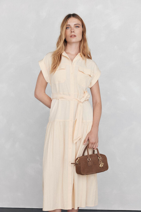 Pedro del Hierro Vestido camisa mangas comprimento midi Amarelo