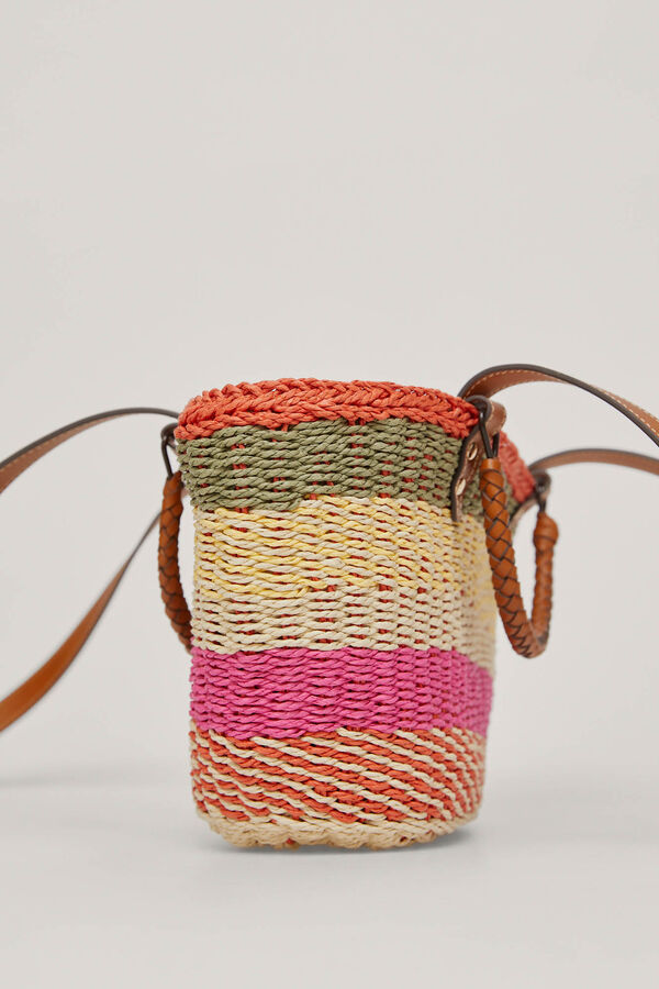 Pedro del Hierro Multicolour striped raffia basket bag Pink