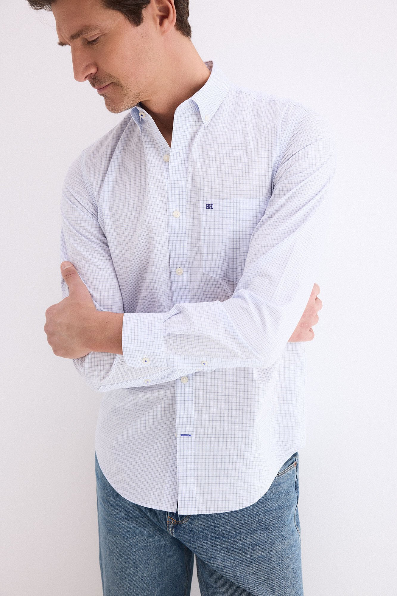 Pedro del Hierro Non-iron stain-resistant plaid shirt