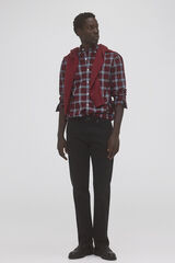 Pedro del Hierro Non-iron twill check shirt Burgundy