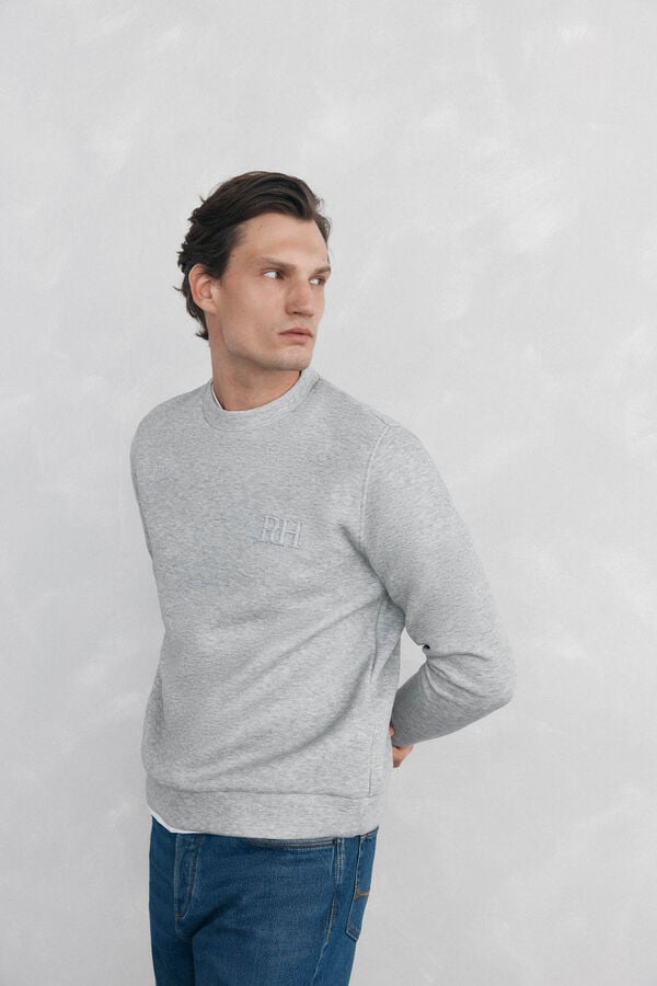 Pedro del Hierro Crew neck sweatshirt in technical fabric Grey