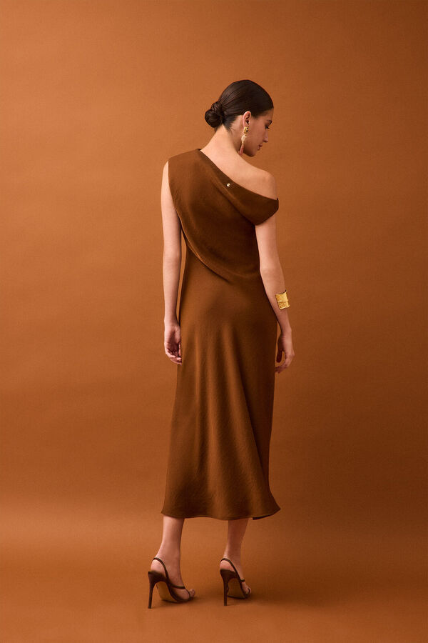 Pedro del Hierro Asymmetric midi dress Brown