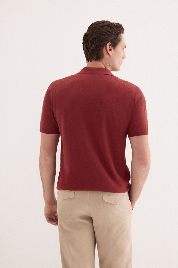 Pedro del Hierro Cotton premium short sleeve polo shirt Burgundy