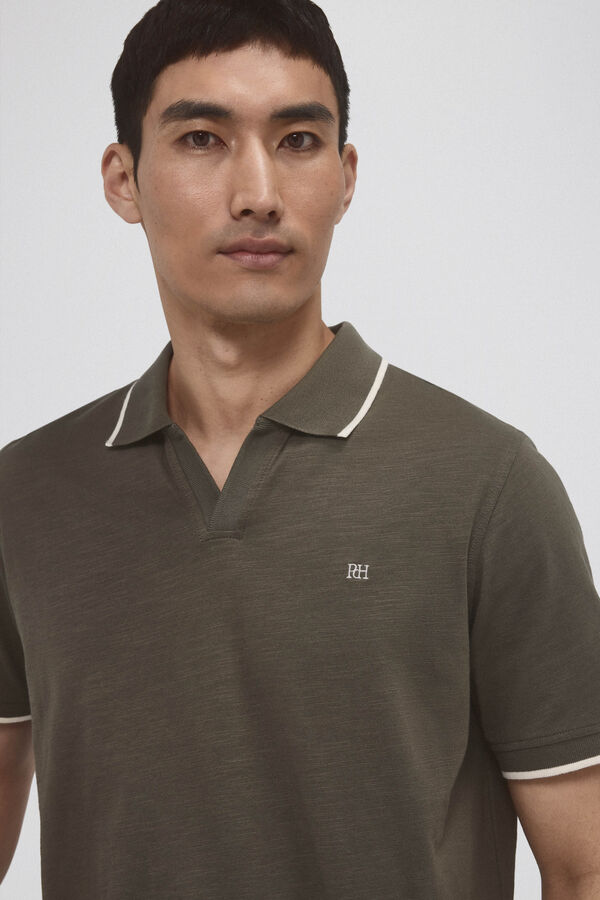 Pedro del Hierro Open neck polo Green