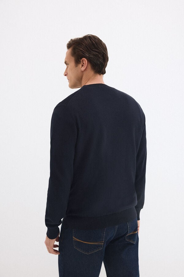 Pedro del Hierro Round neck big chest logo jumper Blue