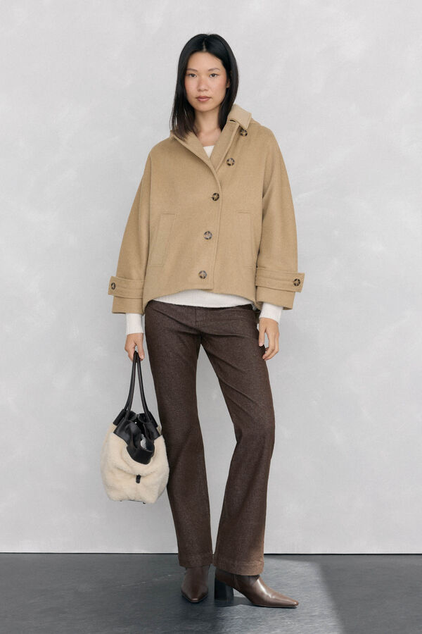 Pedro del Hierro Cape-style jacket with hood Beige