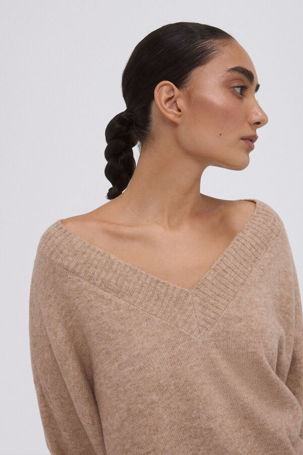 Pedro del Hierro Camisola gola em bico  Beige