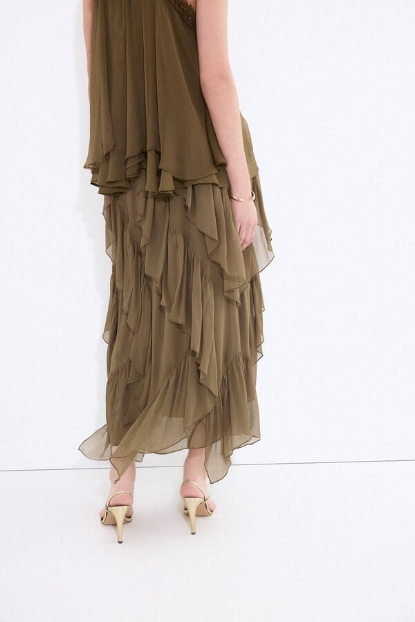 Pedro del Hierro Romantic ruffled skirt Green