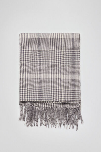 Pedro del Hierro Grey houndstooth and silver lurex scarf Grey