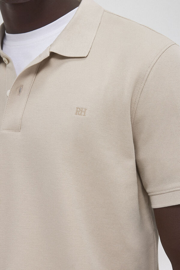 Pedro del Hierro Slim basic polo shirt with embroidered logo Beige