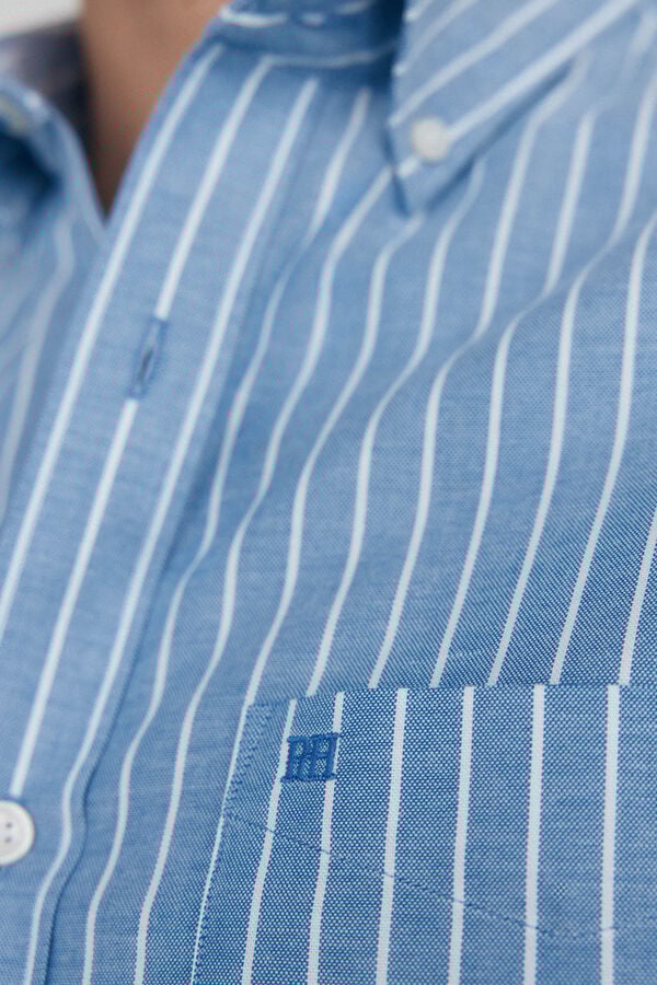 Pedro del Hierro Non iron oxford striped shirt Blue