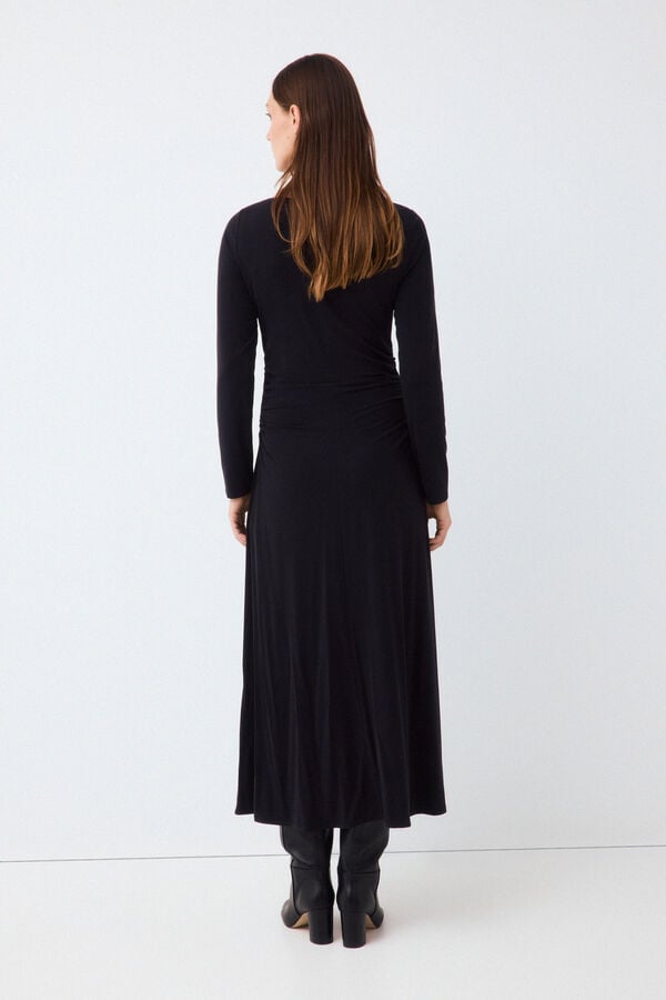 Pedro del Hierro Fluid long sleeve dress with knot detail Black
