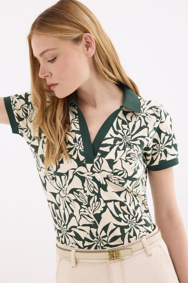 Pedro del Hierro Printed short sleeve polo shirt Green