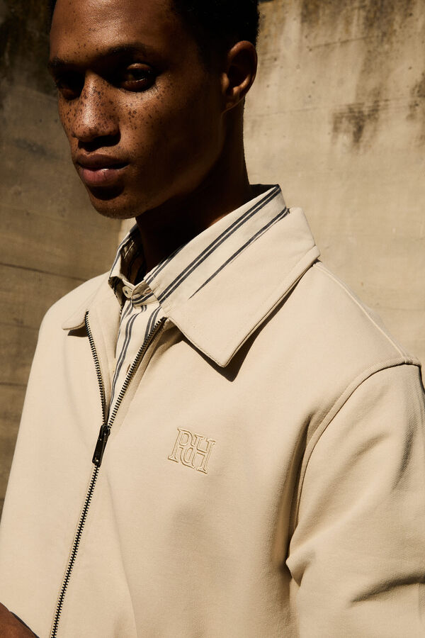 Pedro del Hierro Cárdigan cremallera logo Beige