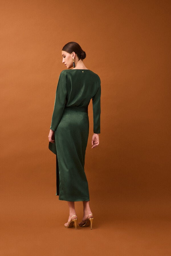 Pedro del Hierro Wrap effect long sleeve dress Green
