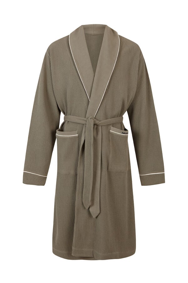 Pedro del Hierro Spanish cotton waffle robe Green
