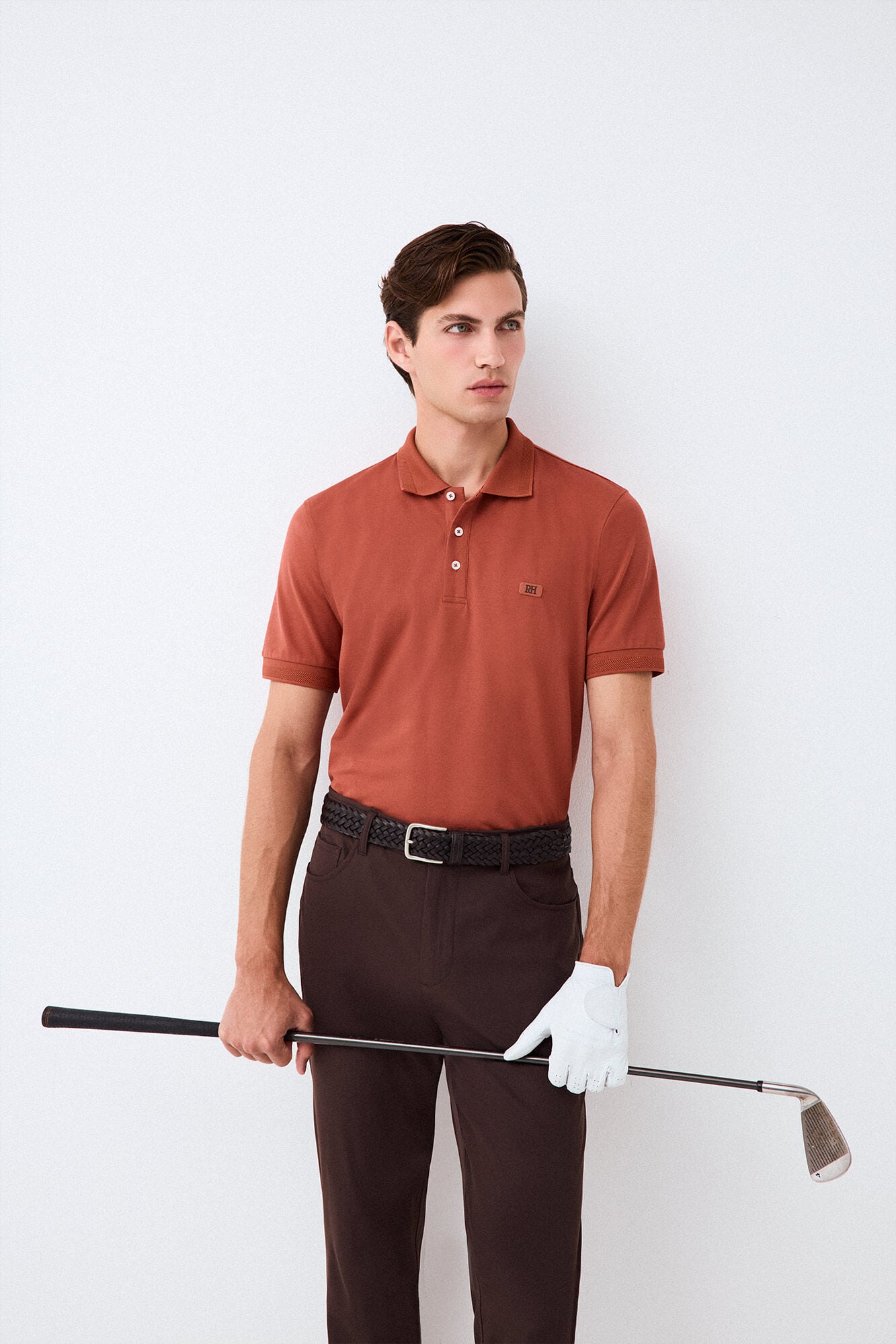 Pedro del Hierro Plain jacquard collar polo shirt