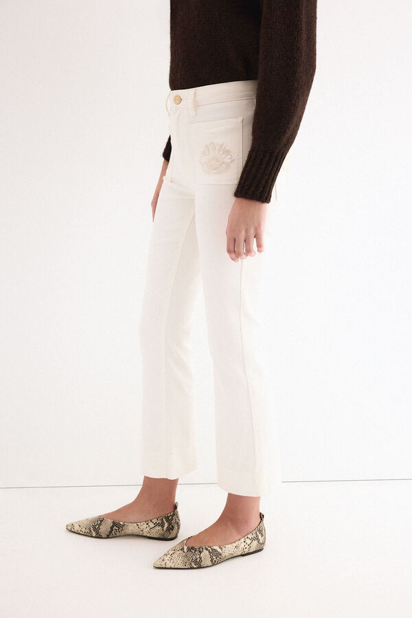 Pedro del Hierro Jeans flare cropped Ecru