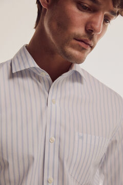 Pedro del Hierro Soft collar striped non iron shirt Blue