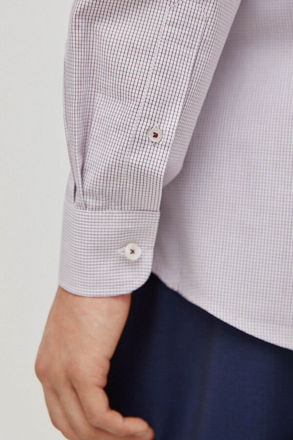 Pedro del Hierro Camisa vestir facil plancha y antimanchas cuadros regular fit Burgundy