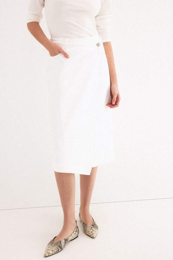 Pedro del Hierro Denim asymmetric skirt White