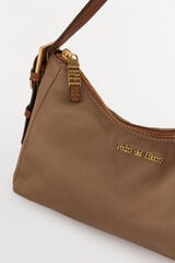 Pedro del Hierro Nylon shoulder bag with zip fastening Beige