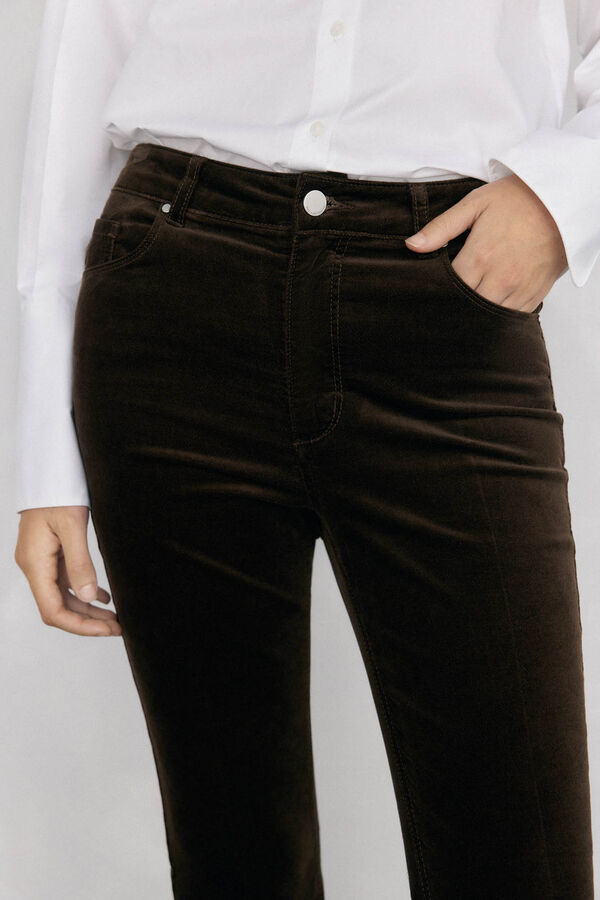 Pedro del Hierro Cropped flare velvet pants Brown