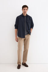 Pedro del Hierro Camisa lino bolsillos Azul