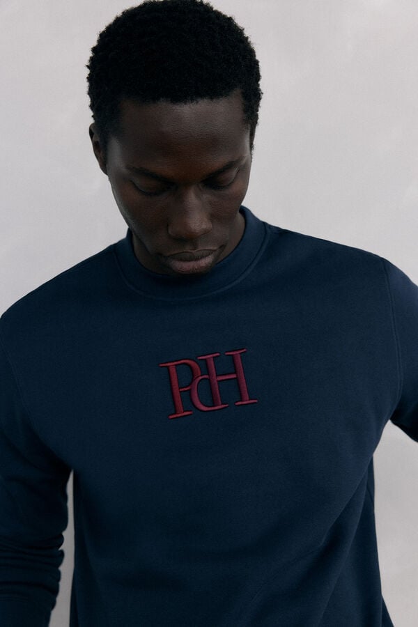 Pedro del Hierro Sweatshirt logo crew neck Blue