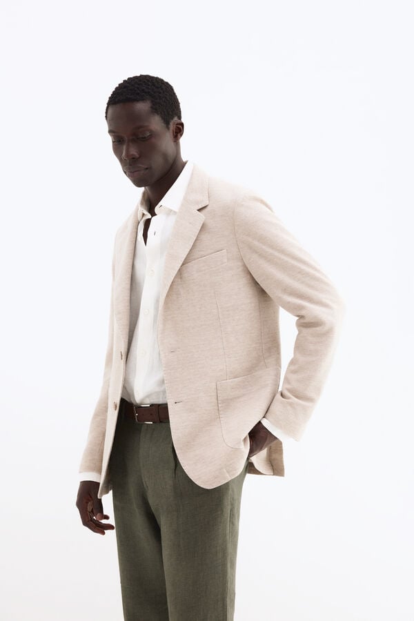Pedro del Hierro Jersey-knit blazer Beige