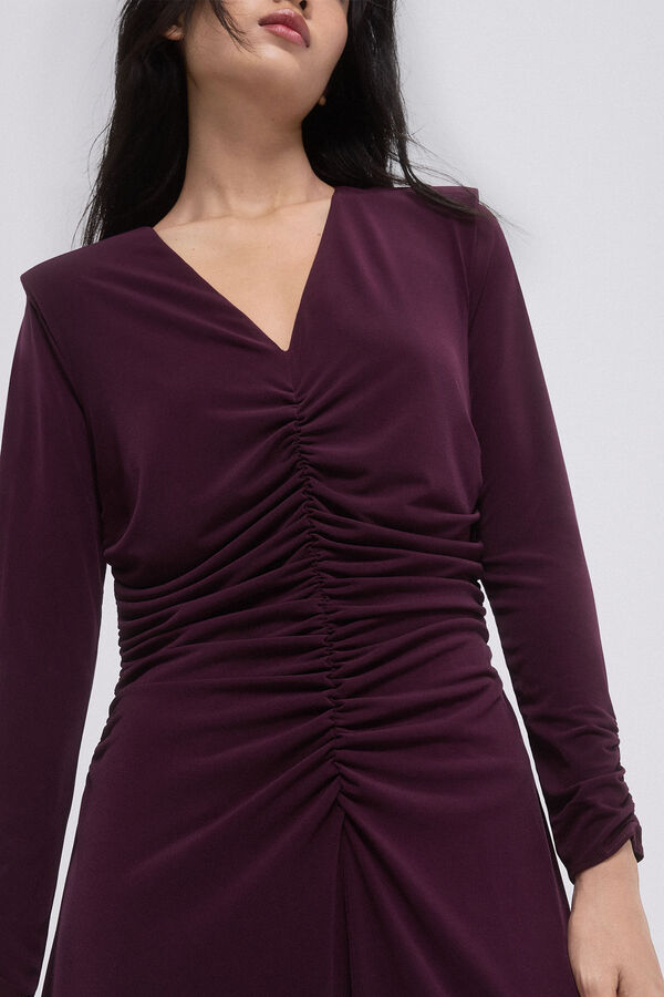 Pedro del Hierro Gathered jersey-knit dress Burgundy