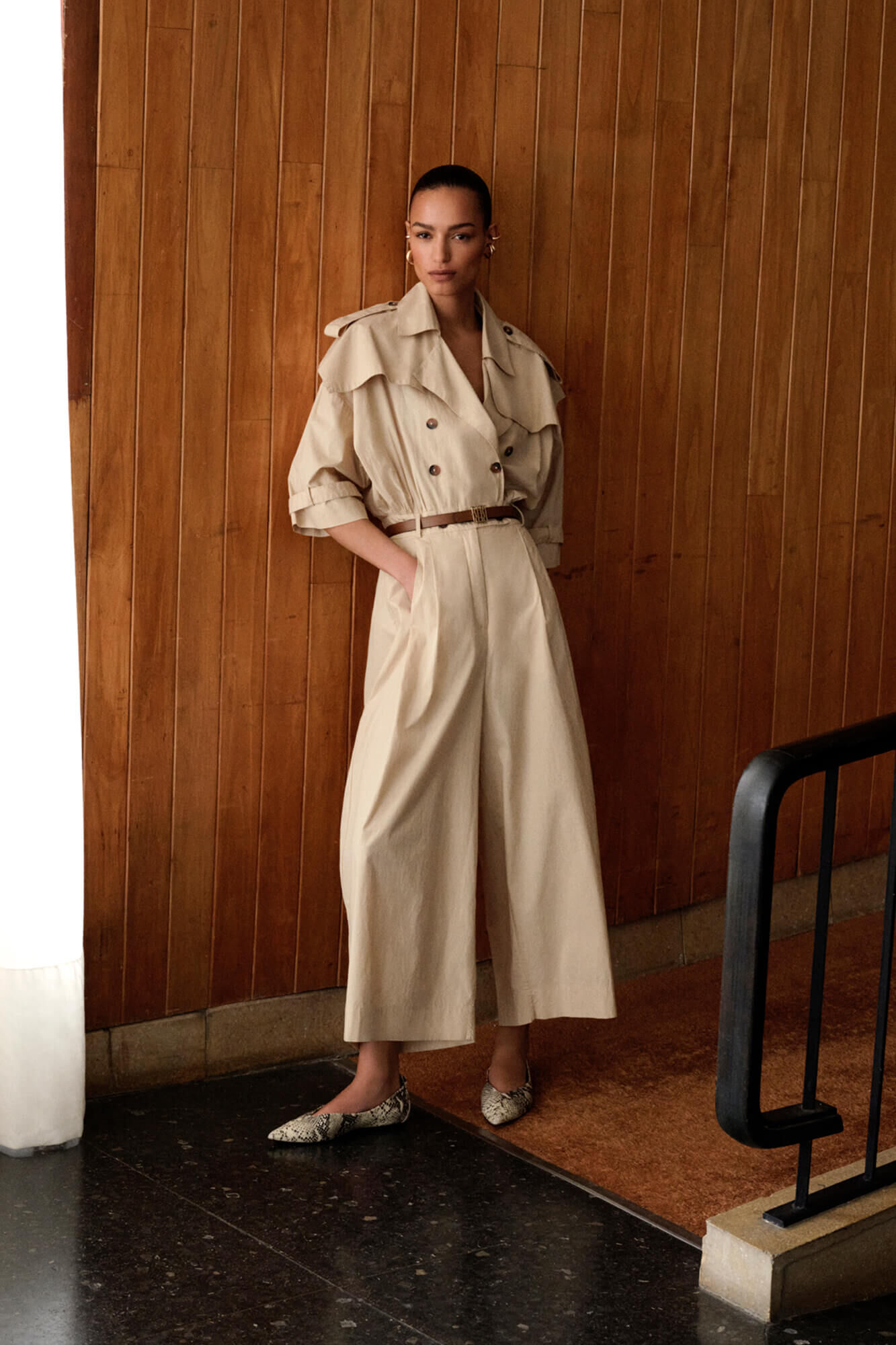 Pedro del Hierro Wide leg trench style jumpsuit