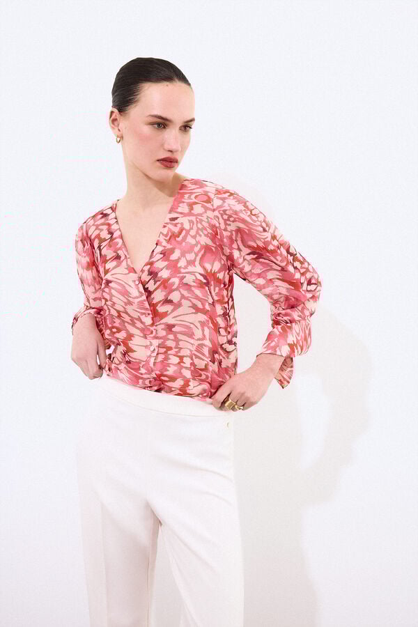 Pedro del Hierro Silk printed blouse Red