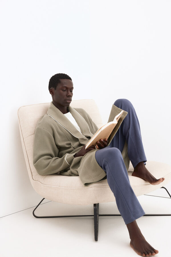 Pedro del Hierro Spanish cotton waffle robe Green