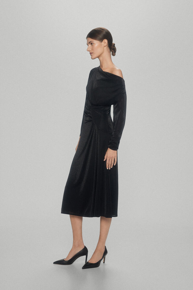 Pedro del Hierro Sparkly circular knit dress. Black