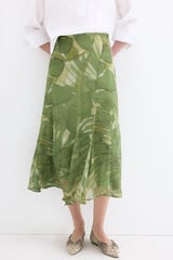 Pedro del Hierro Printed cut detail skirt Green