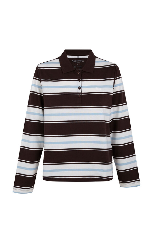 Pedro del Hierro Polo de manga comprida &agrave;s riscas Marrom